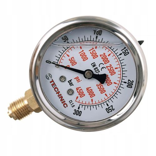 Manometr Glicerynowy Ciśnieniomierz Zegar 63mm 0-300 bar Gwint 1/4" Dolny na Arena.pl