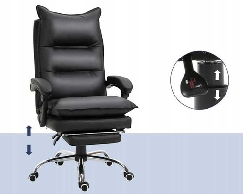 fotel biurowy skóra eko z podnóżkiem czarny pako v na Arena.pl