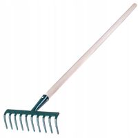 GRABIE DO TRAWY LIŚCI DREWNIANY TRZONEK 10-ZĘBNE