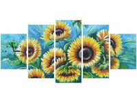 70CM 150CM ZEGAR 5 ELEM SŁONECZNIKI NIEBIESKIM DRUK OBRAZ