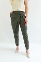 Oliwkowe Bawełniane Spodnie Baggy z Klapą z Przodu UNI