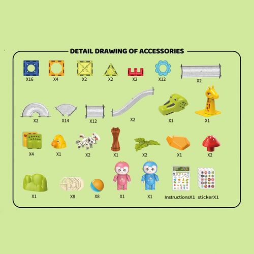 WOOPIE Klocki Magnetyczne Tor Kulkowy Zwierzęcy Raj 104 el. na Arena.pl