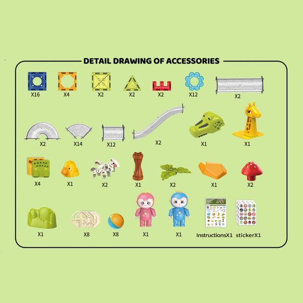 WOOPIE Klocki Magnetyczne Tor Kulkowy Zwierzęcy Raj 104 el. zdjęcie 6