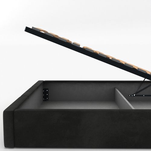 ŁÓŻKO TAPICEROWANE DO SYPIALNI 160x200 ŁÓŻKO PODWÓJNE Z POJEMNIKIEM CZARNE na Arena.pl