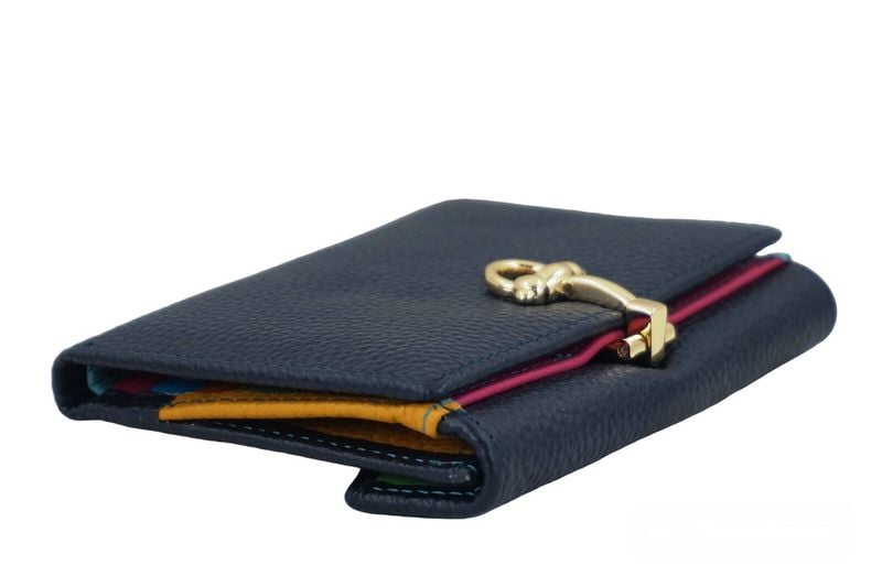 Elegancki portfel ze złotym zapięciem - Granatowy zdjęcie 5
