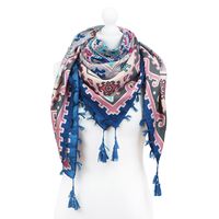 Chustka apaszka z frędzlami folk granatowy wiskoza 40