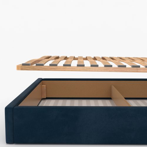 ŁÓŻKO TAPICEROWANE 140x200 ŁÓŻKO PODWÓJNE Z POJEMNIKIEM GRANATOWE na Arena.pl