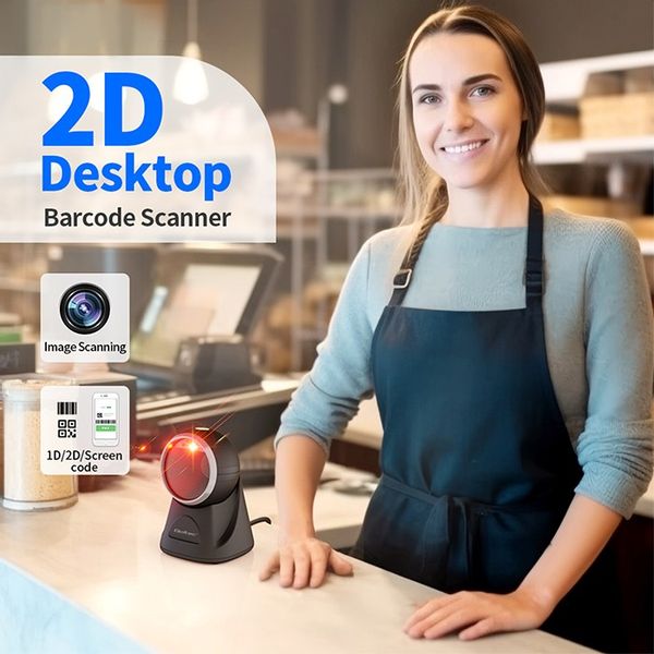 Qoltec Stacjonarny precyzyjny czytnik skaner kodów kreskowych i QR 1D 2D zdjęcie 2