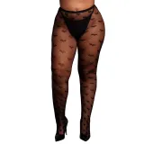 obsessive heart patterned tights plus size black xl-4xl