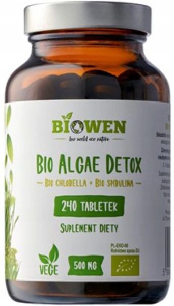 Biowen Chlorella i Spirulina 500 mg ALGI 240 tabletek trawienie odchudzanie zdjęcie 1