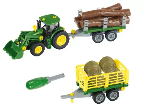 Traktor John Deere do skręcania, z dwiema przyczepami na Arena.pl