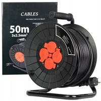 PRZEDŁUŻACZ NA BĘBNIE 3x2,5 50m BĘBNOWY BUDOWLANY ZWIJAK OGRODOWY