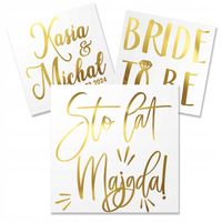 Naklejka 20x20 cm złota WIELE WZORÓW DO WYBORU ślub wesele balony urodziny