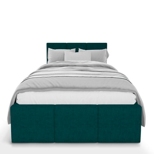 ŁÓŻKO POJEDYNCZE 90x200cm ŁÓŻKO TAPICEROWANE Z POJEMNIKIEM TURKUSOWE na Arena.pl