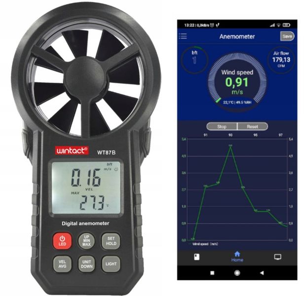 ANEMOMETER MIERNIK WIATRU DO KLIMATYZACJI WIATROMIERZ APLIKACJA BLUETOOTH zdjęcie 6