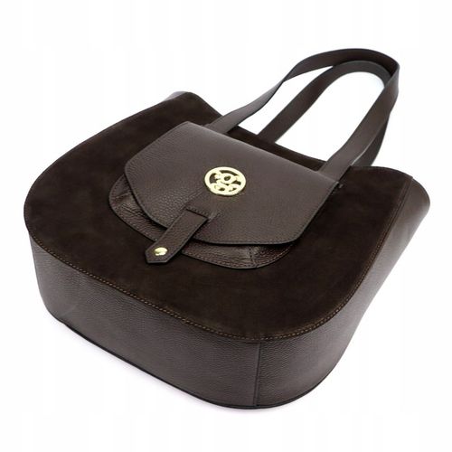 Torebka skórzana zamszowa A4 Gregorio shopper klasyczna 1729 ciemny brąz na Arena.pl