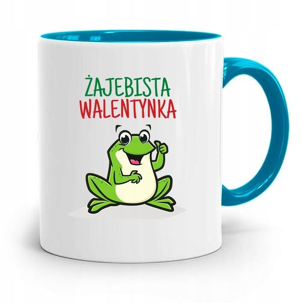 Kubek Błękitny Na Walentynki Żajebista Walentynka Z Nadrukiem Ze Zdjęciem zdjęcie 1