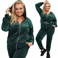 Dres damski welurowy PLUS SIZE zielony r.48/50 biust 128 cm
