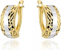 Kolczyki złote 585 z diamentowaniem i białym złotym angielskie 14K modne