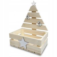 Skrzynka Świąteczna DREWNIANA CHOINKA 40cm Baza na STROIK Prezent EKO