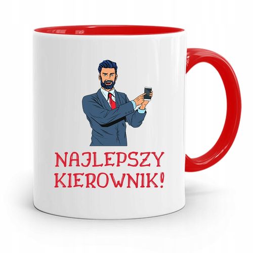 Kubek Czerwony Prezent Dla Najlepszego Kierownika Z Nadrukiem Ze Zdjęciem na Arena.pl