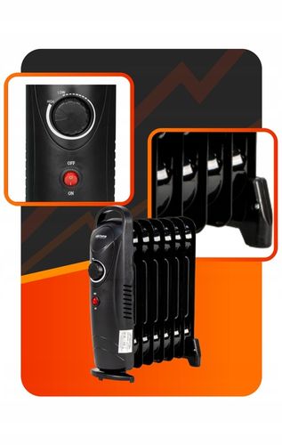 GRZEJNIK ELEKTRYCZNY 700 WATT OLEJOWY 7 ŻEBEREK TERMOSTAT ŻEBERKOWY OLEJAK na Arena.pl