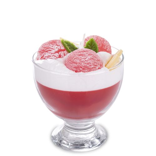 Dekoracyjna świeca zapachowar pucharek z lodami - kolor czerwony 14x11x11 na Arena.pl