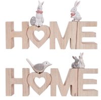 Drewniany napis "home" z zajączkiem 2 wzory