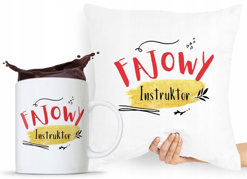 Dla Instruktora Zestaw Poduszka + Kubek Prezent Z Nadrukiem Ze Zdjęciem zdjęcie 1
