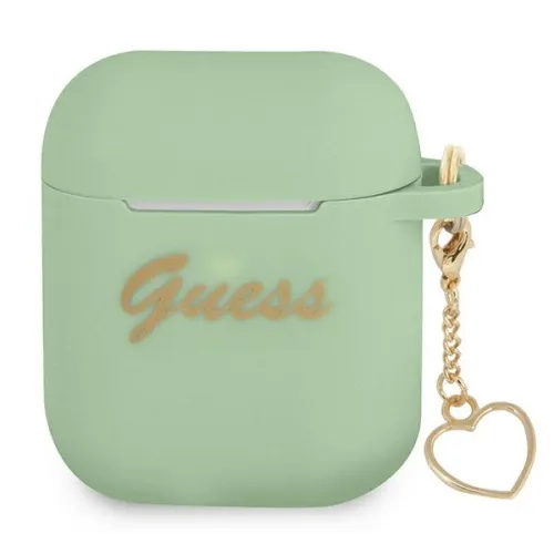 Etui Guess Silicone Charm Heart Collection na AirPods 1/2 - zielone na Arena.pl