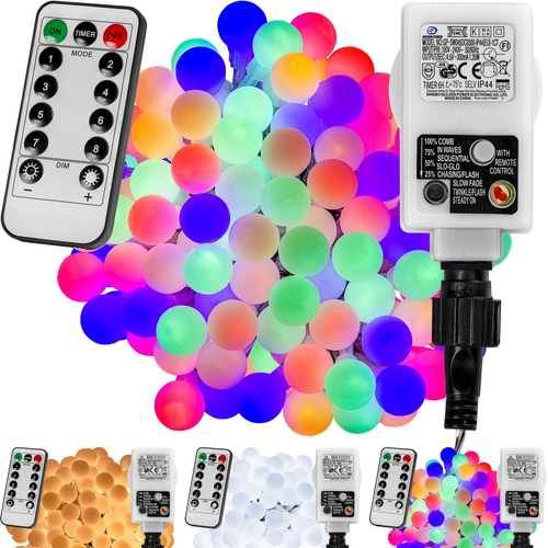 Lampki kulki kolorowe 100 LED z programatorem, 15 m na Arena.pl