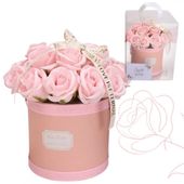 flower box, bukiet zapachowych kwiatów mydlanych w pudełku 21szt. 19x16cm