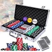 Zestaw do Pokera 300 Żetonów Walizka Poker Karty Texas Żetony Kostki Mocny