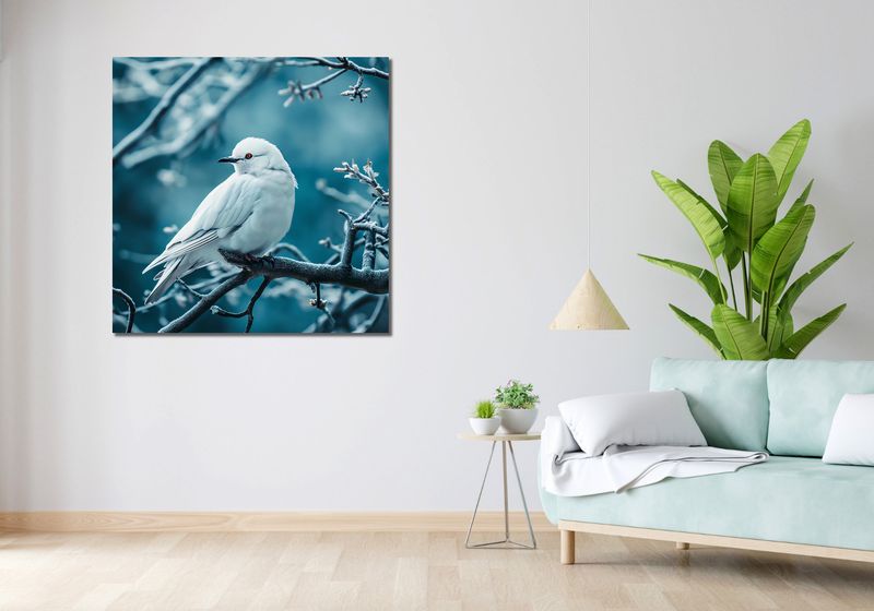 Obraz 100x100cm Perłowy Ptak zdjęcie 2