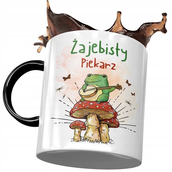 Kubek Czarny Piekarza Żajebisty Piekarz Z Nadrukiem Ze Zdjęciem zdjęcie 1