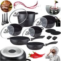 Zestaw garnków Edenberg GARNKÓW PATELNI AKCESORIÓW MARMUR aluminiowe 17 el