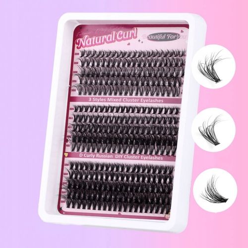 300 SZT ZESTAW DO SAMODZIELNEGO PRZEDŁUŻANIA Rzęsy D CURL CLUSTER LASHES IN na Arena.pl