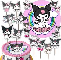 ZESTAW OPŁATEK NA TORT 20CM + TOPPERY - KURO.MI MELODY+ IMIĘ 15CM 18CM