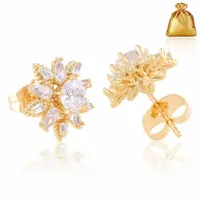 ELEGNACKIE ZŁOTE POZŁACANE KOLCZYKI ZE STALI CHIRURGICZNEJ SZTYFT KWIATY