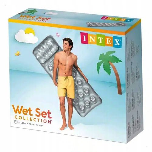 Materac Dmuchany z Zagłówkiem Plażowy Wodny do Pływania Srebrny INTEX 58894 na Arena.pl