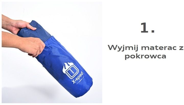 ULTRALEKKA MATA WBUDOWANA POMPKA KARIMATA GRUBY WYGODNY MATERAC ŁÓŻKO BLUE zdjęcie 11