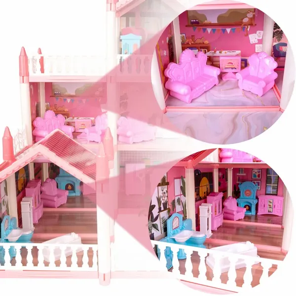 Duży Domek dla Lalek Villa Rezydencja Meble Taras zdjęcie 8