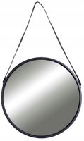 LUSTRO OKRĄGŁE WISZĄCE ŚCIENNE NOWOCZESNE NA PASKU ŚCIANĘ LOFT CZARNE 60 cm