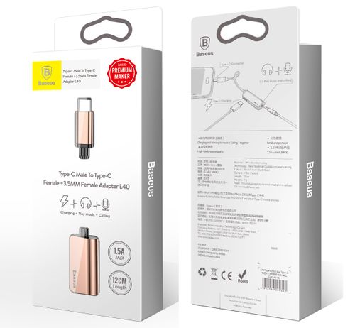 Baseus przejściówka adapter USB Type-C mini jack złoty na Arena.pl