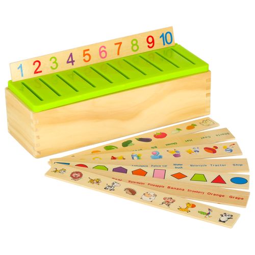 Sorter Drewniany Układanka Logiczna Edukacyjna Dopasuj Obrazki dla Dzieci na Arena.pl