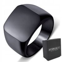 CZARNY KLASYCZNY SYGNET MĘSKI STAL 316L R.30