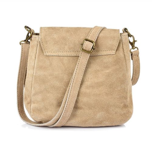 VERA PELLE torebka damska zamszowa listonoszka z klapą V449 niebieska na Arena.pl