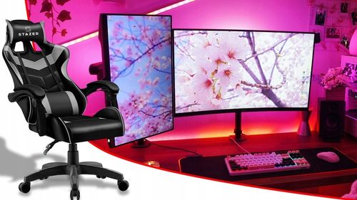 FOTEL KUBEŁKOWY OBROTOWY REGULOWANY GAMINGOWY KRZESŁO GRACZA DO KOMPUTERA na Arena.pl