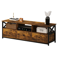 SZAFKA RTV POD TELEWIZOR Z SZUFLADAMI VINTAGE LOFT RUSTYKALNA BRĄZ 143 CM