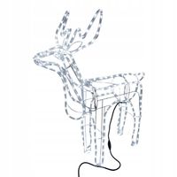 RENIFER ŚWIECĄCY OZDOBA ŚWIĄTECZNA Z GŁOWĄ CHŁODNA BIAŁA